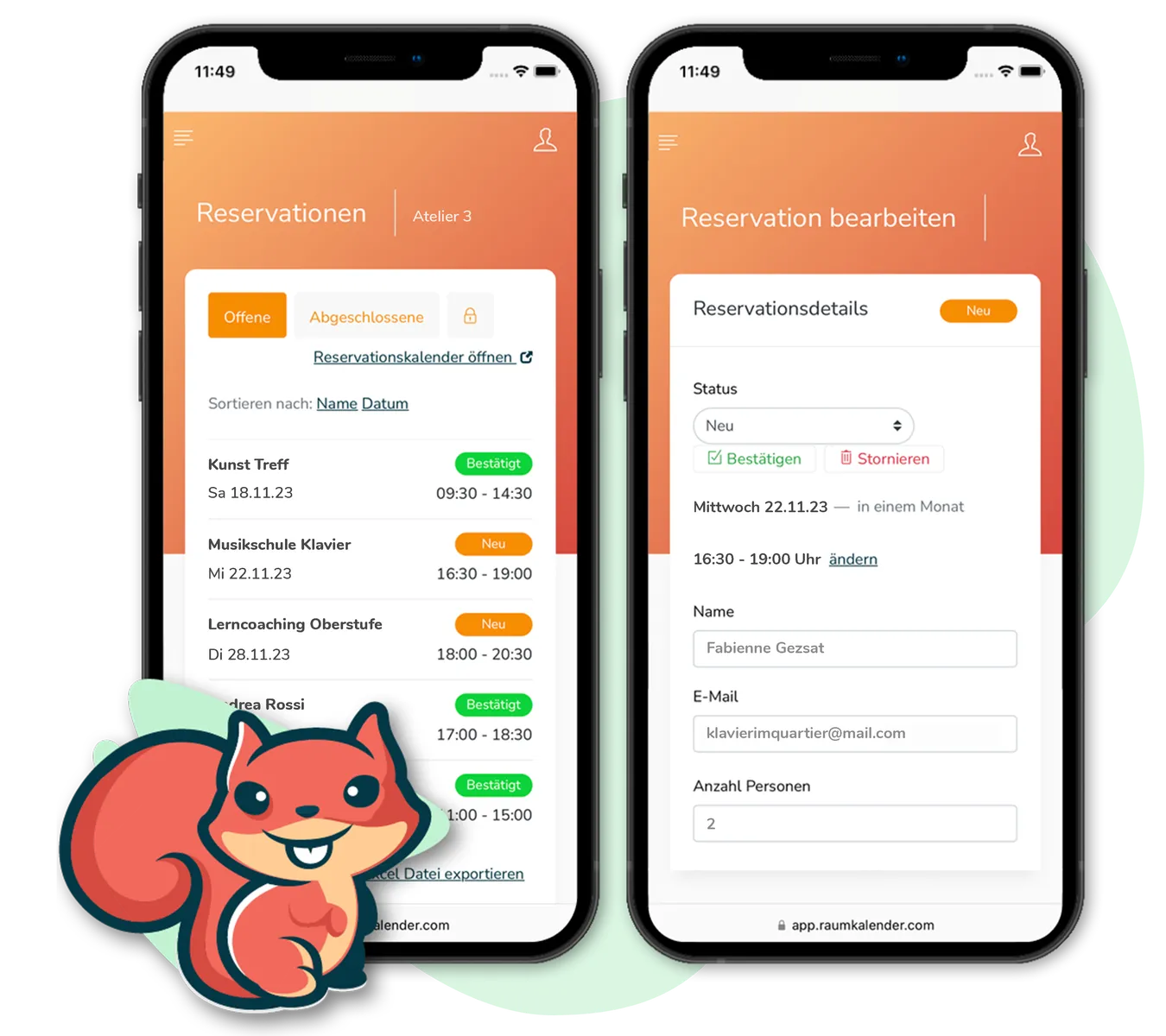 Screenshot Buchungskalender Screenshot auf dem Desktop und auf dem Mobile.